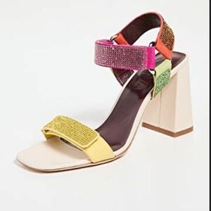 STAUD Betty Multi-Color Crystal Strap Block Heel Sandals - Women